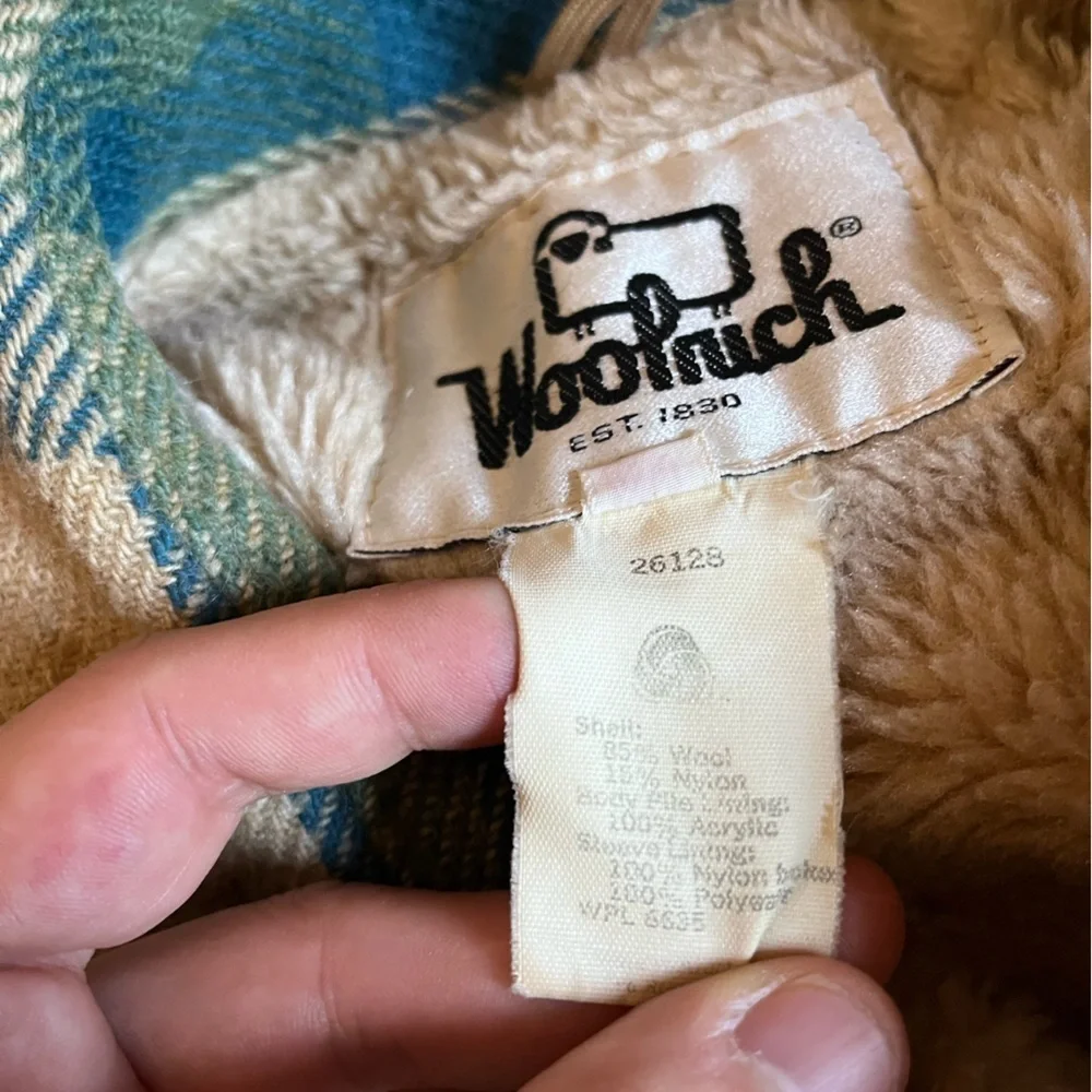 VTG 70’s Woolrich Plaid Sherpa Mens Coat